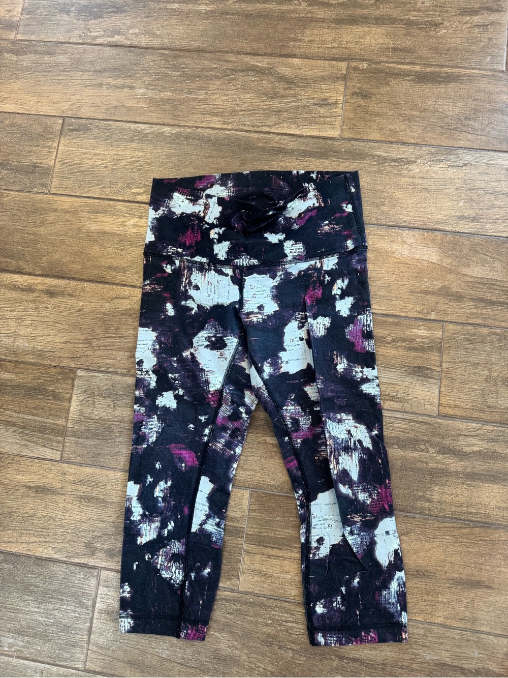 lululemon athletica Black, White and Pink Abstract Print Leggings